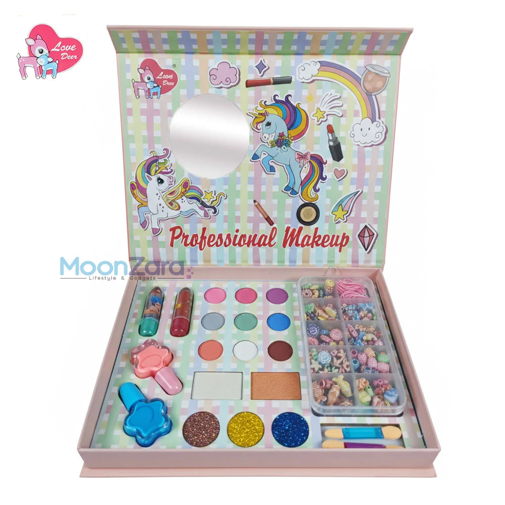 2-in-1 DIY Beads & Professional Makeup Series – 30-Item Bracelet & Make Up Box for Kids LD6136